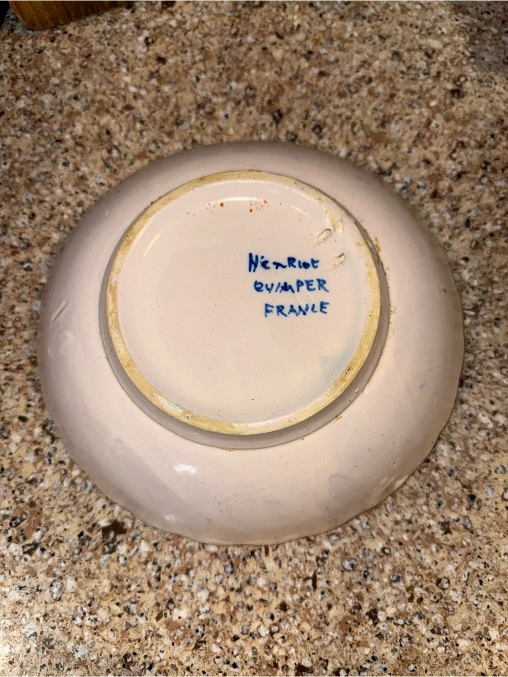 Vintage Henriot Quimper France Hand-Painted Breton Shallow Bowl